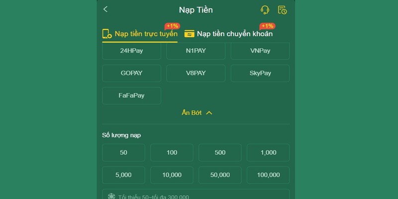 Khách hàng chọn kênh nạp tiền phù hợp
